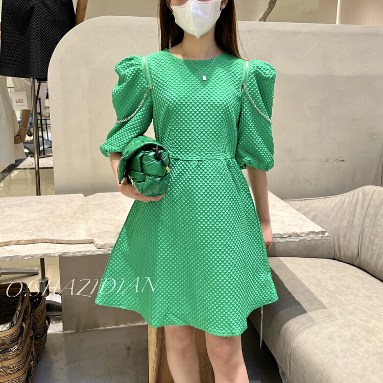 [o.shazidian] Korean design bubble sleeve dress 1318# CSX