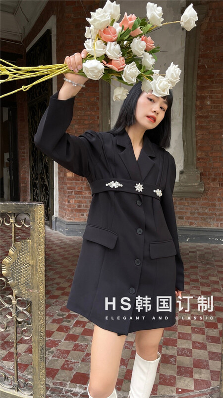 早春上新！【HS韓國定製】氣質設計感中長款西裝(配帶子)  26081#  HJY