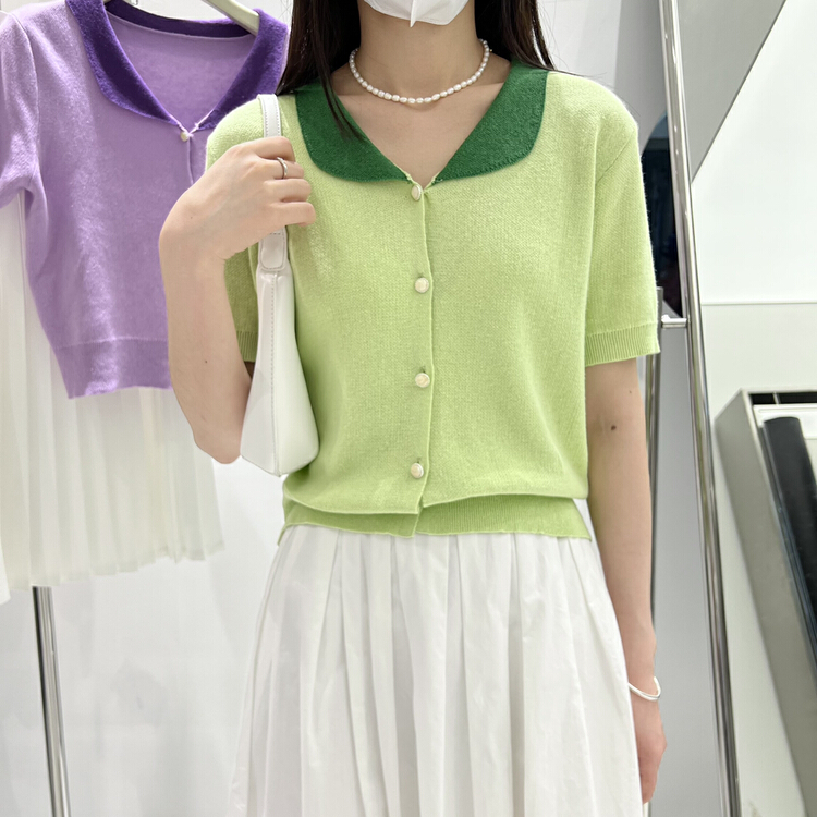 goods in stock! New in early summer! [alive] contrast stitching fashion sweater 8036# lwy