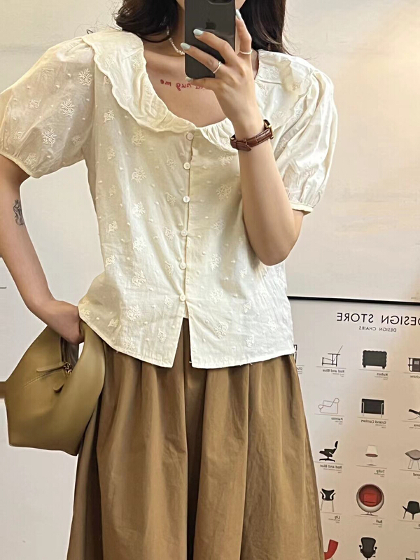 [tototellme] Korean embroidered blouse 23152# HBx