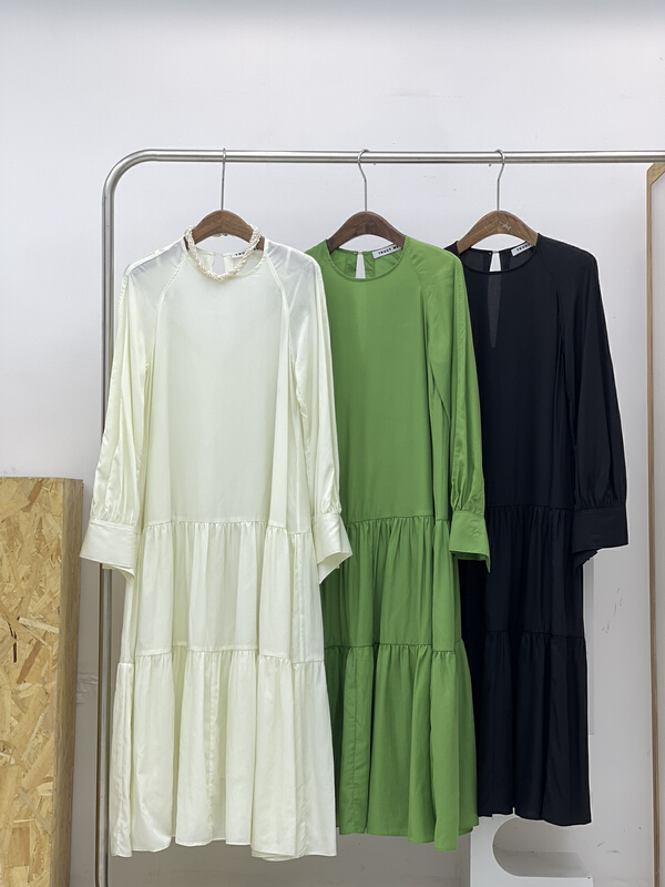 goods in stock! [trust me] simple solid color medium length dress 66710# ozq