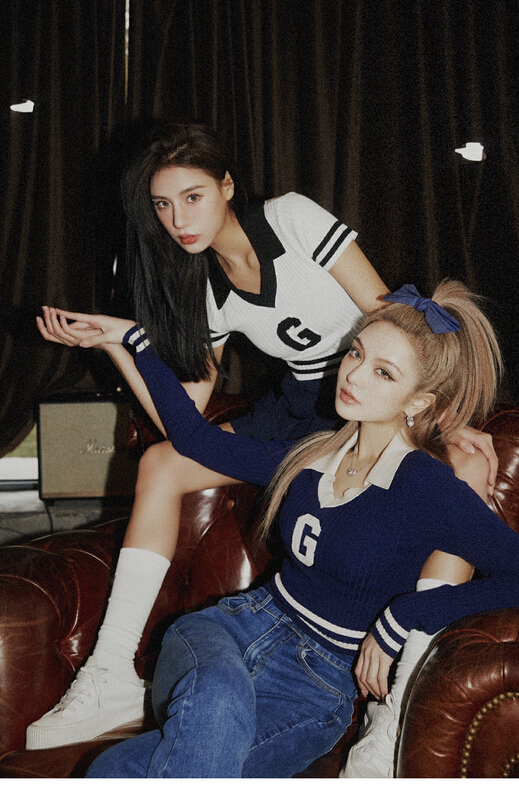 [colorfui] American College style short sweater 6366# cqw