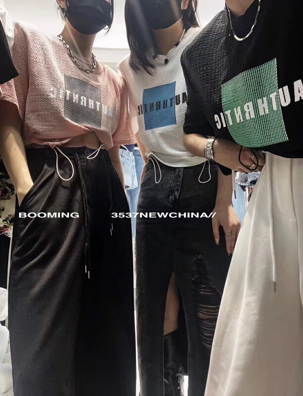 goods in stock! [booming] casual shoulder pad printed short sleeve T-shirt 2327# zxl