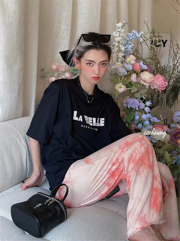 [badmoon] letter print lazy short sleeve T-shirt 1538# LSW