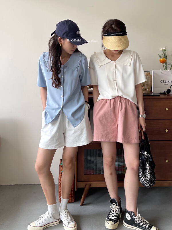 初夏上新!【B加】減齡顯瘦鬆緊腰寬鬆休閒短褲  22-9204-2#  HBX