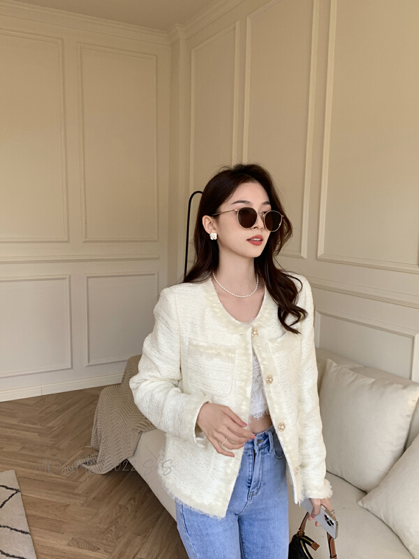 [retain] four pocket fungus side small fragrance short coat 217401# jhy