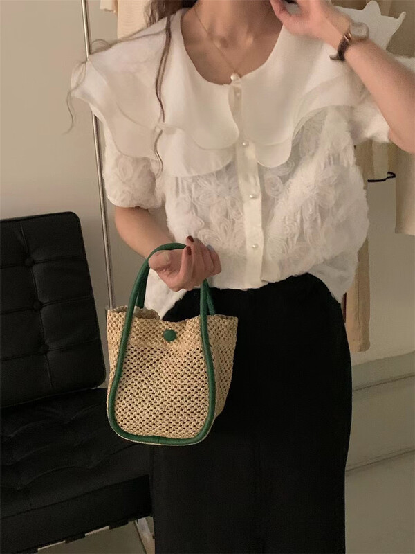 [buyer Yan Xuan have u] Korean lace doll collar button up shirt 1113# Cl