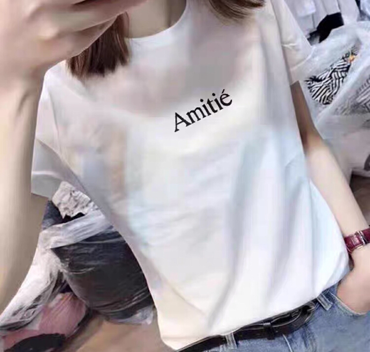 [LML] letter loose print short sleeve T-shirt 7430# ozq