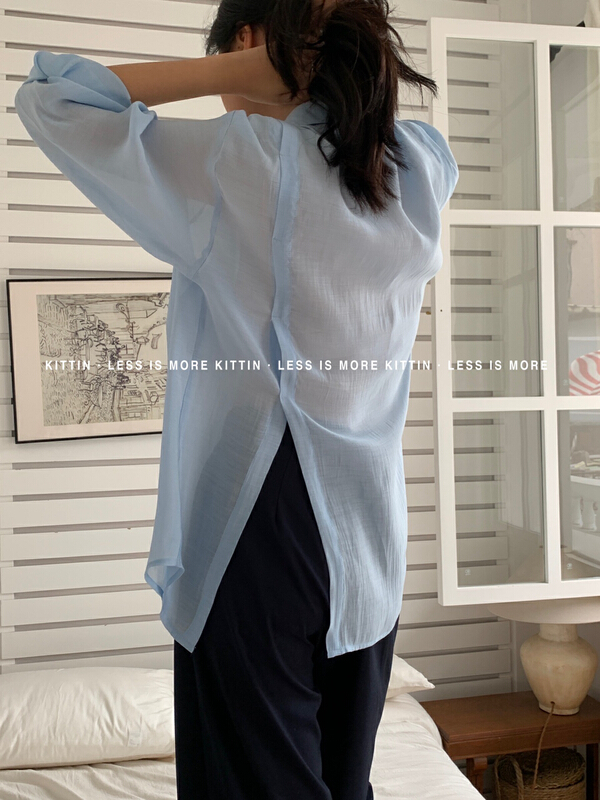 New in early summer! "KITTIN" simple solid color back slit single pocket shirt 8379# XYY