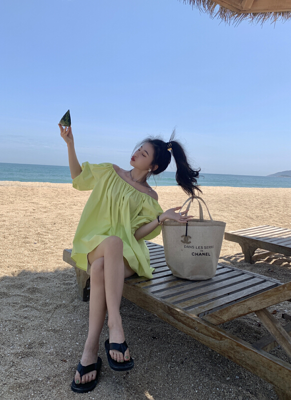 [11An] Korean style one neck bubble sleeve shirt a6579# LSL