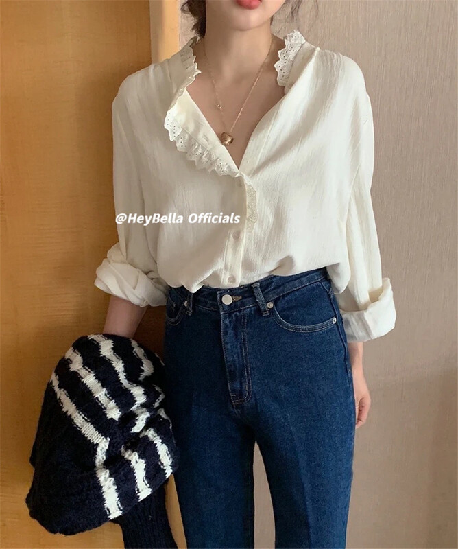 [hey Bella] single breasted stand collar fashion shirt f102# ll