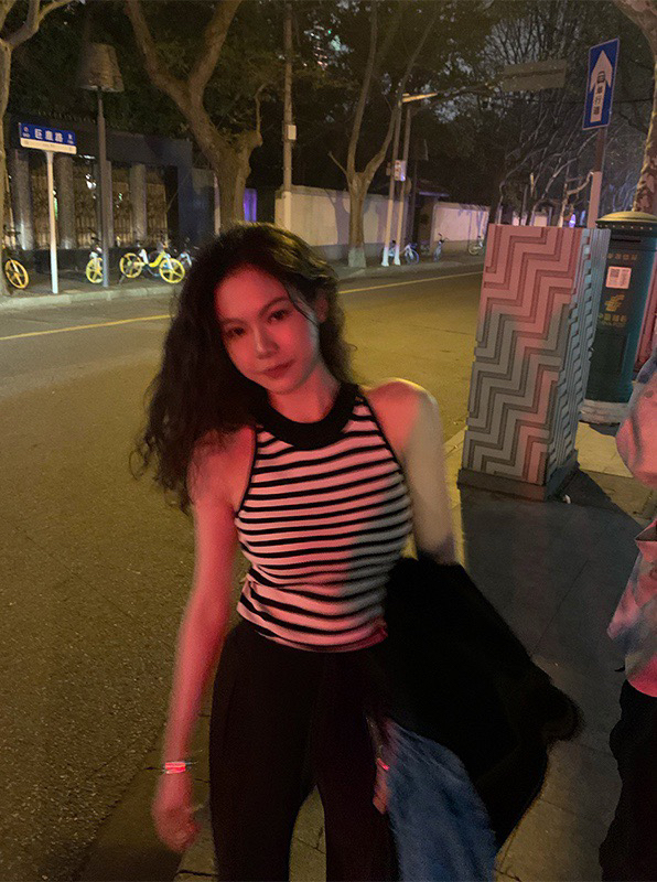 New year in early spring! [wgwe] Vintage sleeveless striped slim knit waistcoat 1098# PCZ