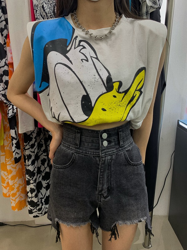 [eveu] Donald Duck printed sleeveless vest / sling (excluding necklace) 5226# LSL