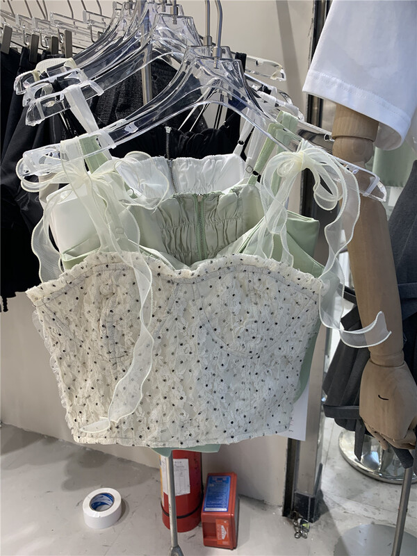 New in early summer! [yipinhan] Han Xibo point small sexy Lei silk belt vest / sling 8861# PCZ