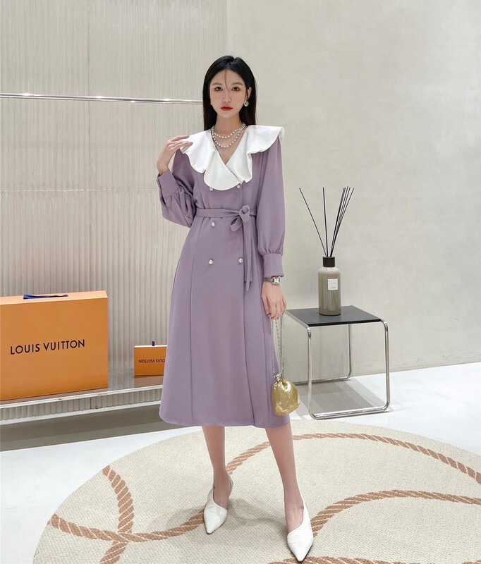 [Hanna Hanna] ol commuter Ruffle Dress (with waist rope) 5223# XJ