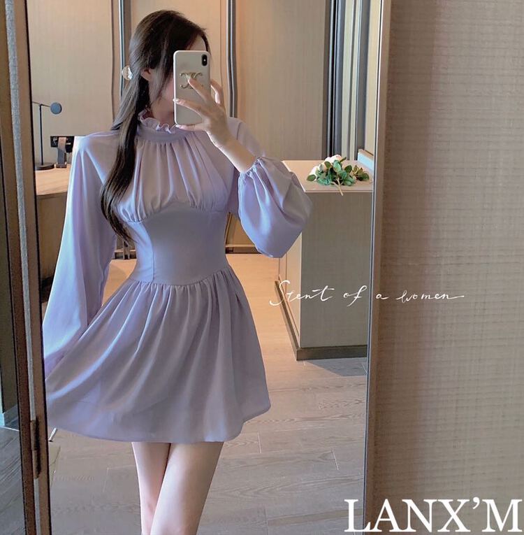 【LANXM】露背氣質綁帶連衣裙  16050#  CQW