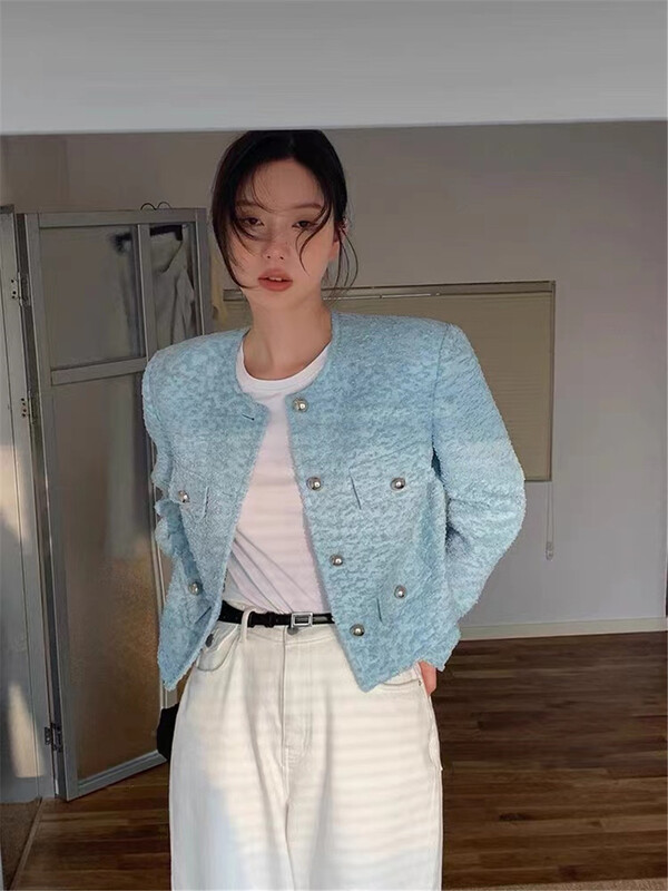 goods in stock! New year in early spring! [retain] xiaoxiangfeng round neck single breasted jacket 6011# WPL