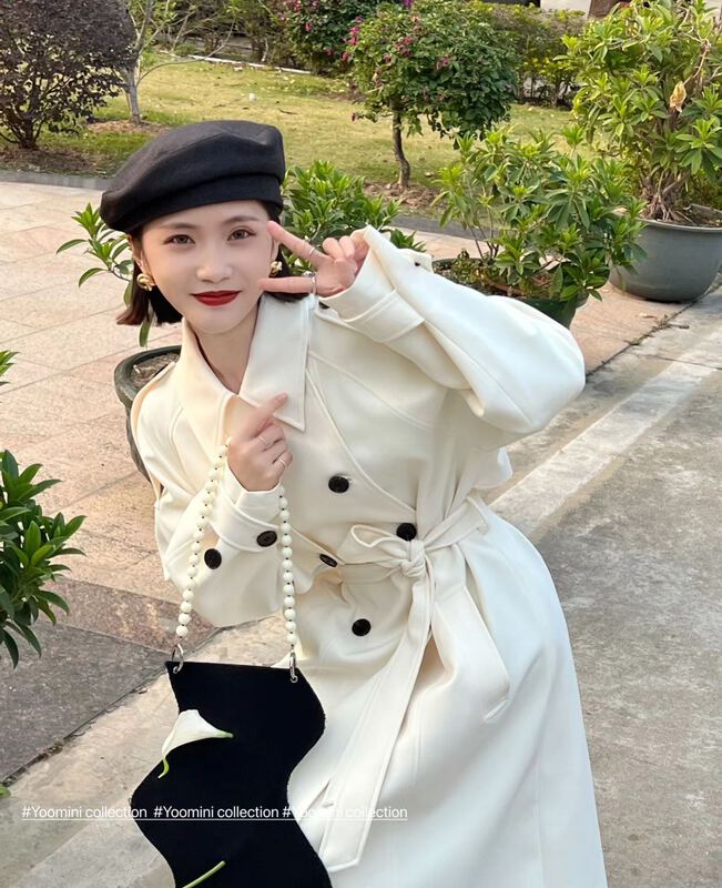 New year in early spring! [yoomini] Korean style double breasted windbreaker (with belt) c12301# jhy