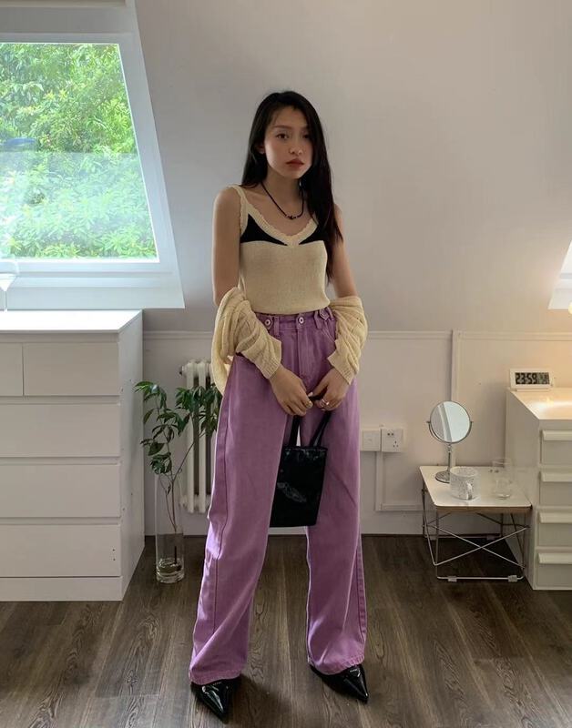 [9hour] knitted short cardigan + knitted color matching suspender set 1060# zxl
