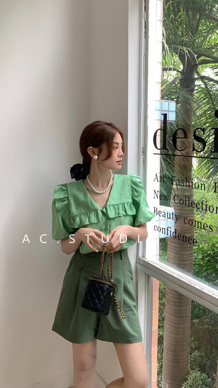 【A.C】韓版簡約上衣+休閒百搭褲子套裝  11567#  LSL