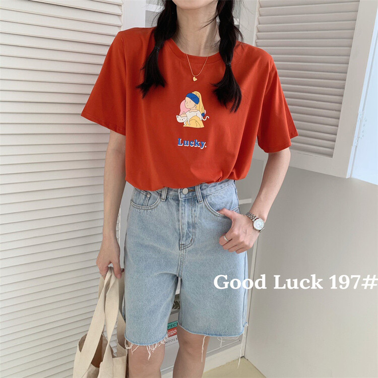goods in stock! [good luck] cartoon Princess round neck short sleeve T-shirt 197# ZSY
