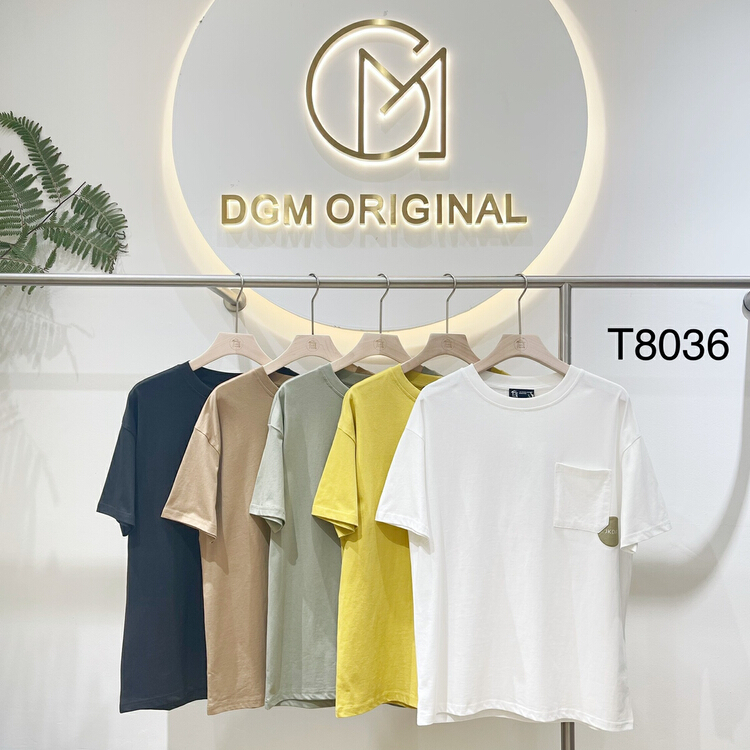 New in early summer! [DGM] cotton pocket simple, loose, casual and versatile short sleeve T-shirt t8036# ZZL