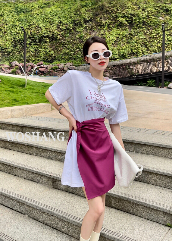 goods in stock! New in early summer! [woshang woshang] minority fashion women's round neck loose dress 1221# XYJ