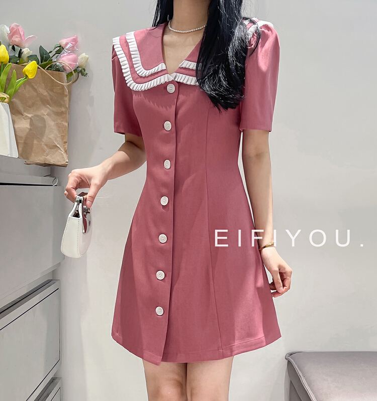 [EI fi you] pleated baby collar breasted suit dress (dress only) 5069# LSL