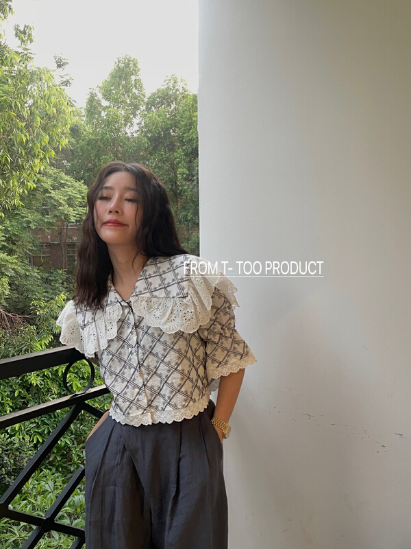 [t-too] Korean version of versatile fashion lace blouse (only selling blouses) 335972# LSL