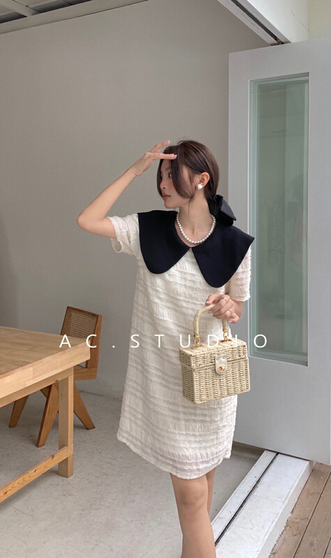 [A.C] Korean style doll neck craft dress 11708# LSL