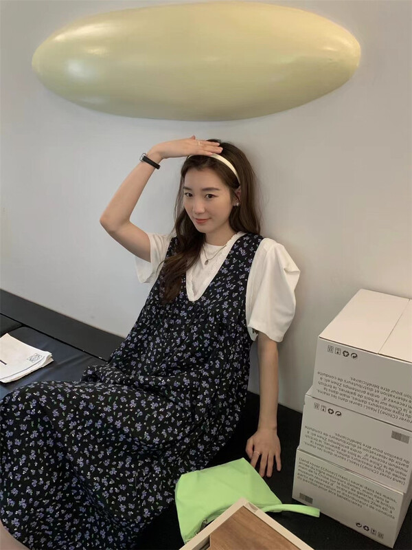 [Las celula] Korean V-neck floral ins dress c7367# zxx