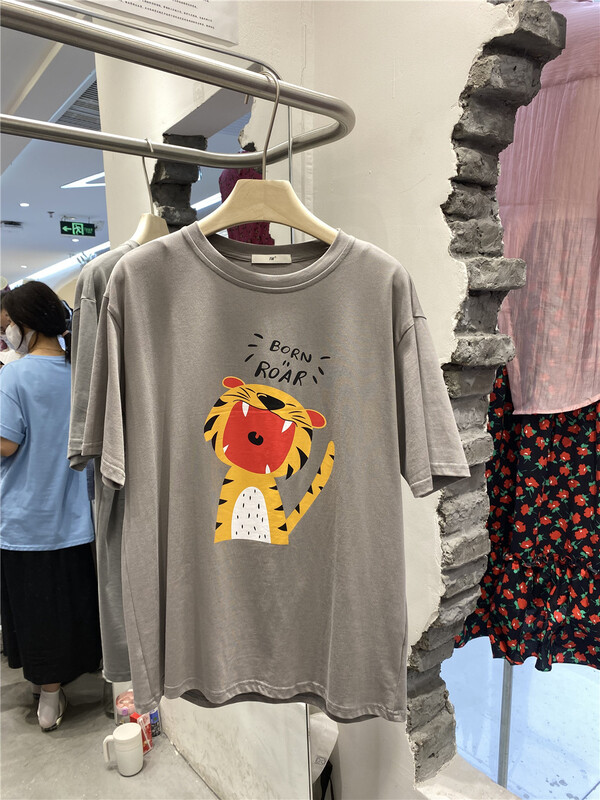 [FW] simple casual cartoon printed round neck short sleeve T-shirt 3780# WPL