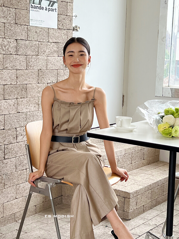 New in early summer! [es modish] Korean style casual one-piece pants (with belt) sl1656# XYJ