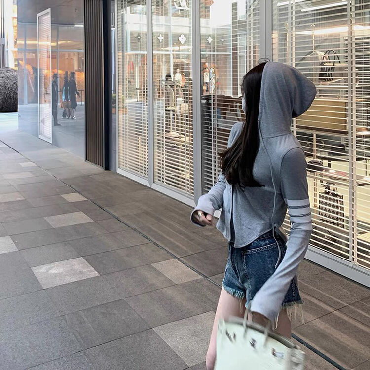 [x · h studio] hooded, slim and lazy little shirt 531# ozq