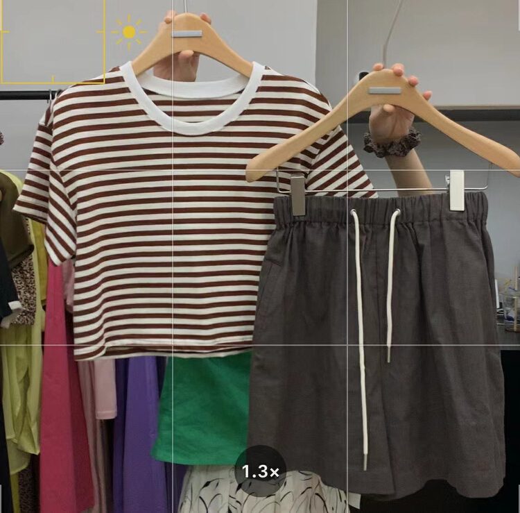 Original price 43.99! [on line] crew neck stripe contrast stitching versatile short sleeved T-shirt 6001t# lwy