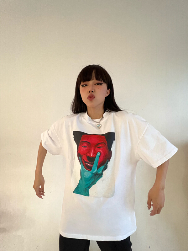 [42] Korean fashion head oil painting short sleeve T-shirt wt17# WTT
