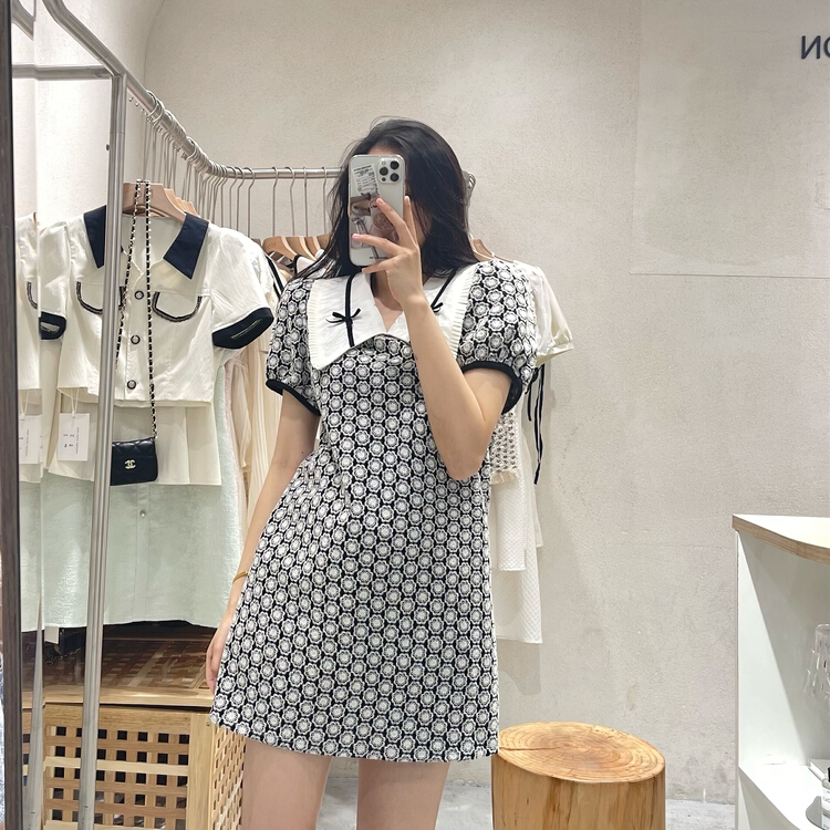[NC Editio n (new color] Lapel waist down Jacquard Dress w9310# zxx