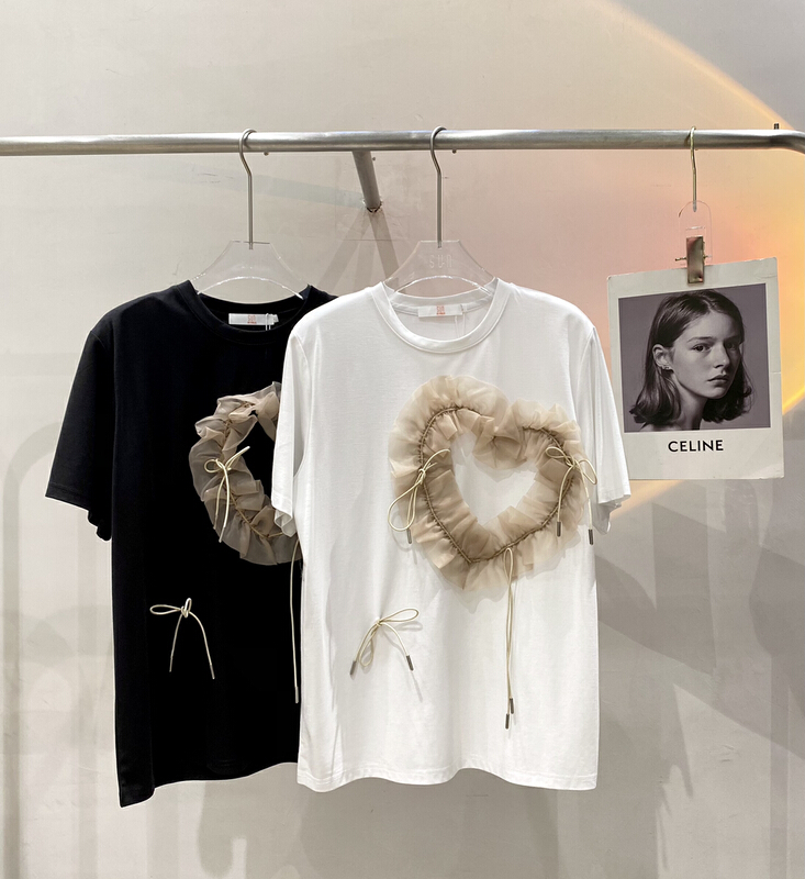 New in early summer! [sun] round neck loose small design Short Sleeve T-shirt tt106# lwy