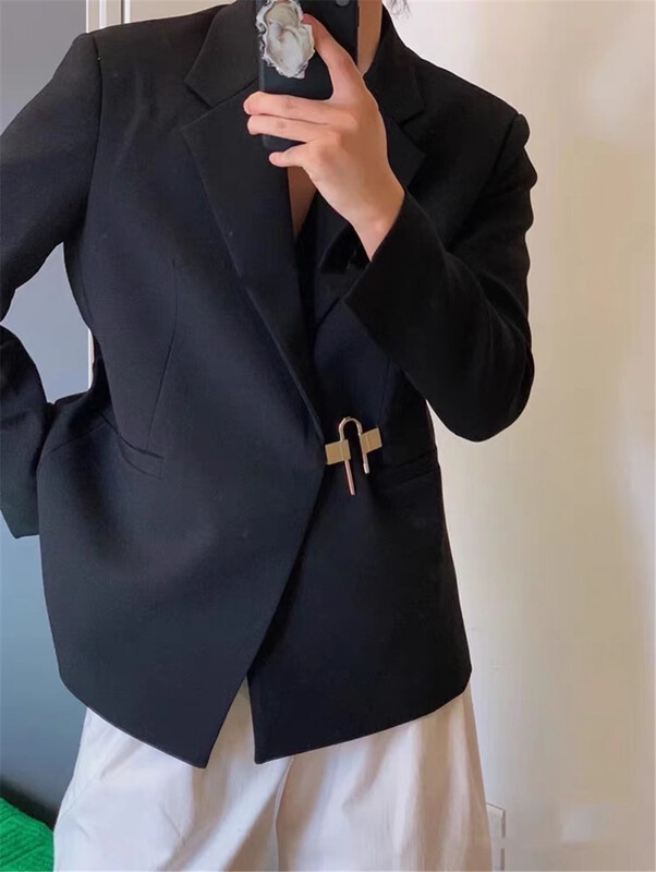 goods in stock! [Tan] fashionable niche texture buckle suit c3048# zxx