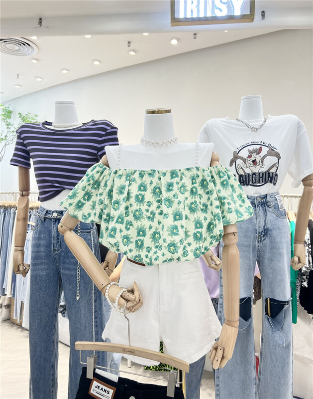New in early summer! [iris iriisy] floral print aging Chiffon short sleeve T-shirt 5355# LSL