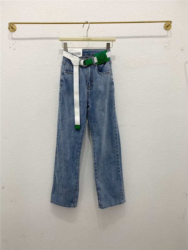 [u.she] Korean versatile straight jeans (with belt) 19789# cqw