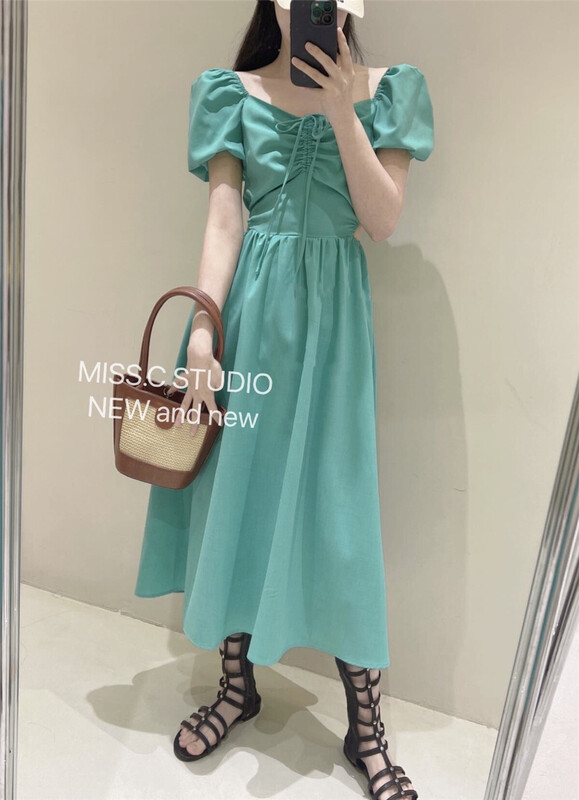 Four colors! [miss. C studio] French style waist closing bubble sleeve dress 7027# zxx