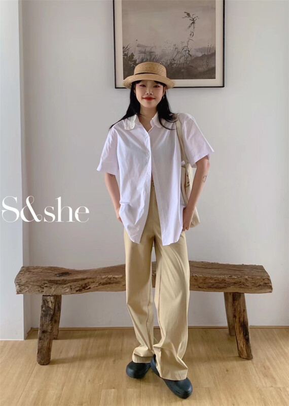 [she] hook neck design loose shirt 1160a# XJ