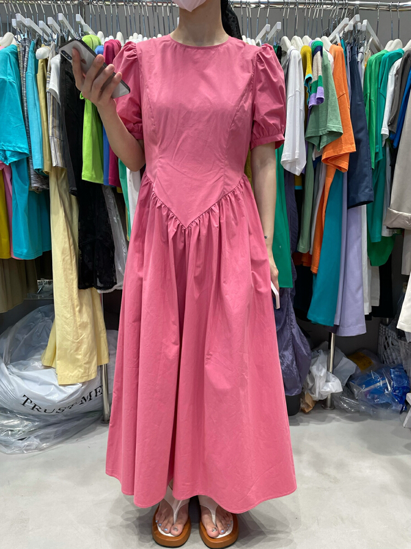 [trust me] slim waist solid dress 68370# ozq