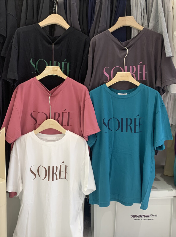[sanbara] round neck lettered fashion short sleeve T-shirt 9392# LSW