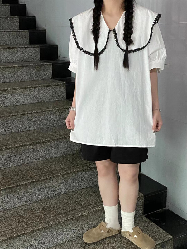[Muxi] large lapel comfortable Korean small shirt 1211# L