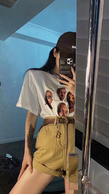 [keen k] crew neck loose print short sleeve T-shirt t33# WTT