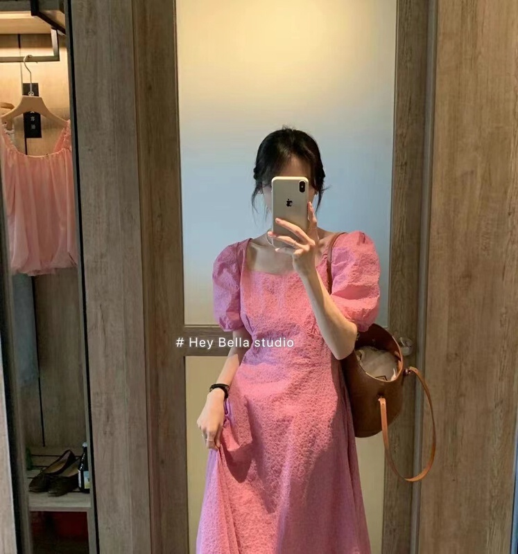 [hey Bella] lady bubble sleeve elegant dress ys1-1518# ll
