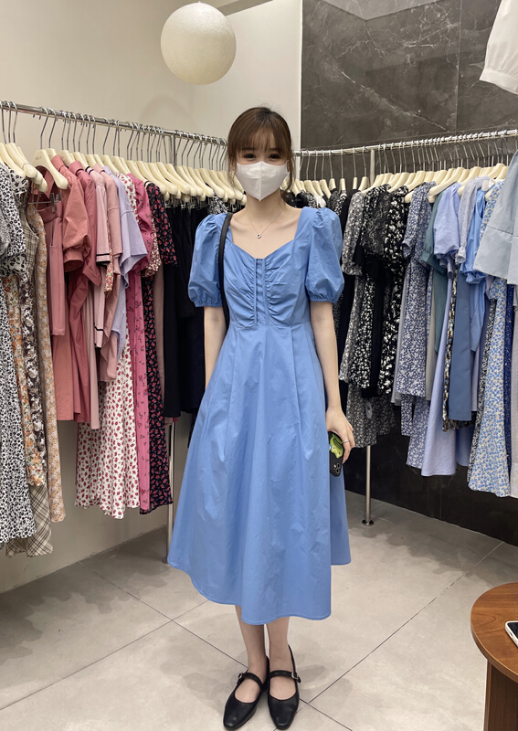 【UONE】方領顯白氣質連衣裙  98604#  LSL