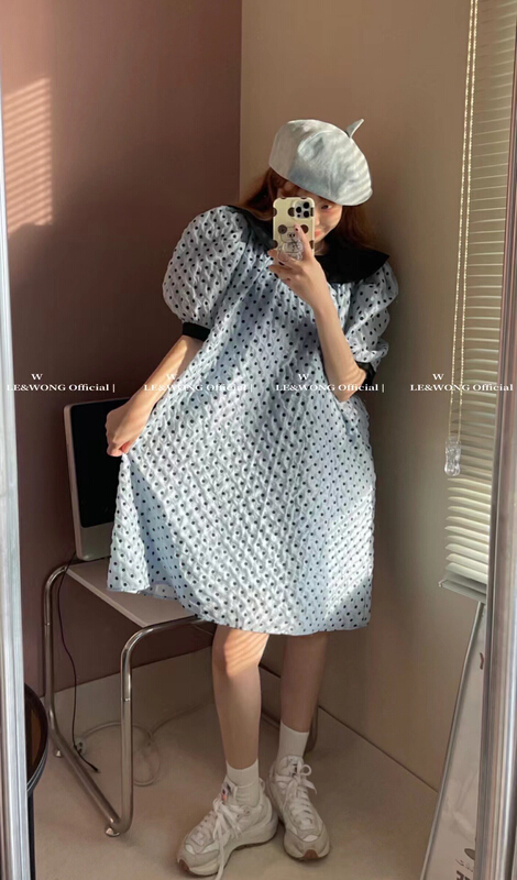 [le & Wong] Korean version small flower doll collar temperament sweet dress 8337# WTT